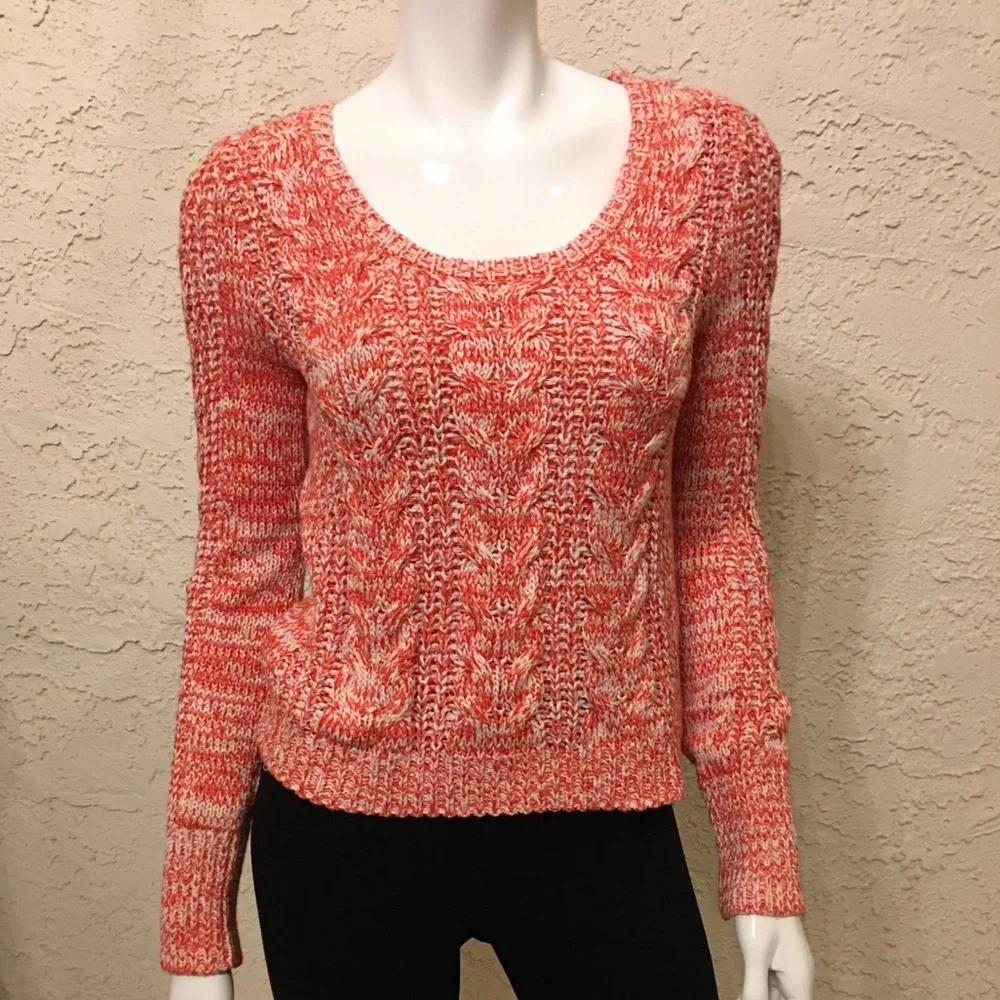 Free People Marled Cable Knit Crop Sweater Sz S/P
